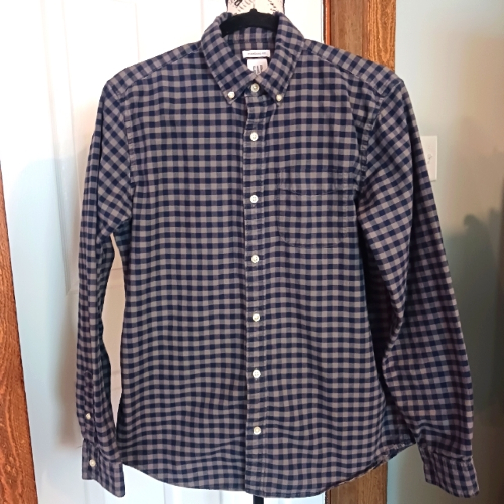 Gap Medium Blue Button Down Long Sleeve Collared … - image 1